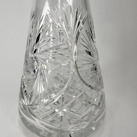 Decanter Crystal Cut Glass European MCM Starburst Diamond Pattern W/ Stopper 13" - Picture 2 of 16